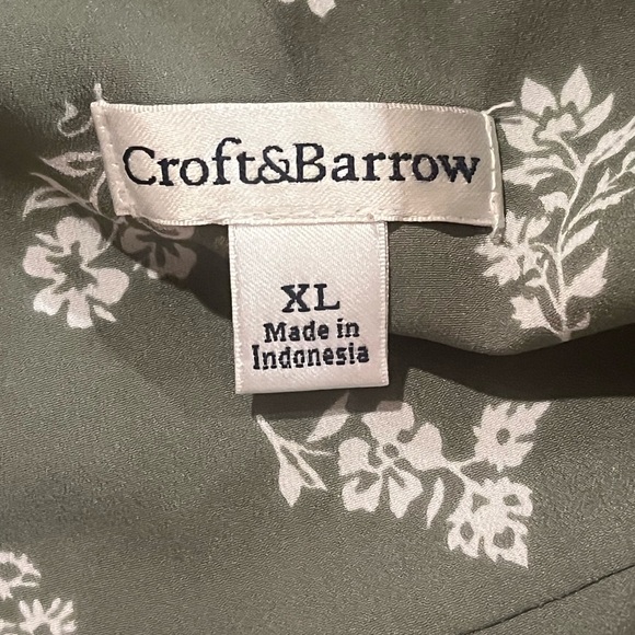 Croft & Barrow pullover top on Olive Green and white pattern size XL - Picture 4 of 10